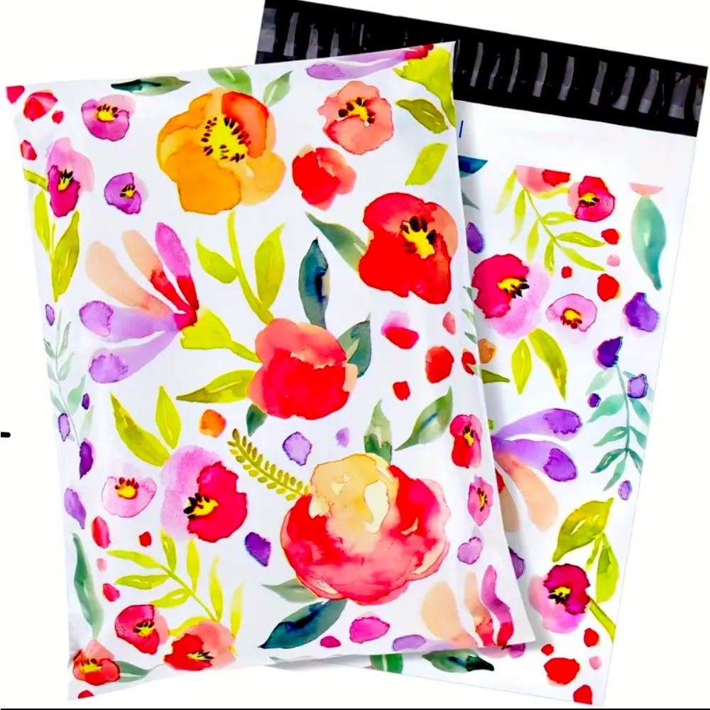 20 Pink Floral Poly Mailers Self Adhesive 10x13